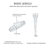 Certified Moissanite princess cut engagement ring with double band, featuring sparkling stones and intricate metalwork.