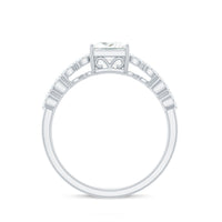 Certified Moissanite princess cut engagement ring with a double band design from Rosec Jewels, showcasing sparkling gemstones.