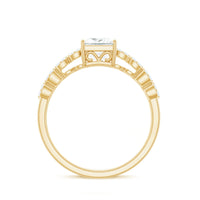 Certified Moissanite princess cut engagement ring with double band by Rosec Jewels, showcasing sparkling stones and intricate design.