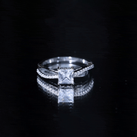 Rosec Jewels 1 Carat Princess Cut Cubic Zirconia Solitaire Engagement Ring with a sleek band and sparkling center stone.