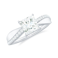 Princess cut cubic zirconia solitaire engagement ring from Rosec Jewels featuring a 1-carat clear stone and sleek band.