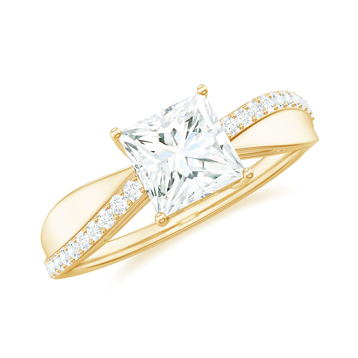Elegant 1 Carat Princess Cut Cubic Zirconia Solitaire Engagement Ring by Rosec Jewels showcasing a sparkling center stone and sleek band.