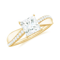 Elegant 1 Carat Princess Cut Cubic Zirconia Solitaire Engagement Ring by Rosec Jewels showcasing a sparkling center stone and sleek band.