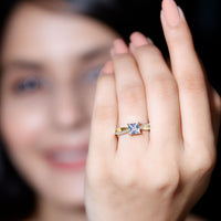 Elegant 1 Carat princess cut cubic zirconia solitaire engagement ring from Rosec Jewels with a sleek silver band.