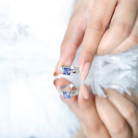 Certified 1.5 carat lab-grown blue sapphire princess cut engagement ring with diamonds by Rosec Jewels, showcasing the sparkling ring design.