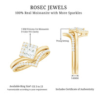 Certified Princess Cut Moissanite Wedding Ring Set for Women