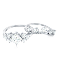 Princess and Round Cut Moissanite Wedding Ring Set