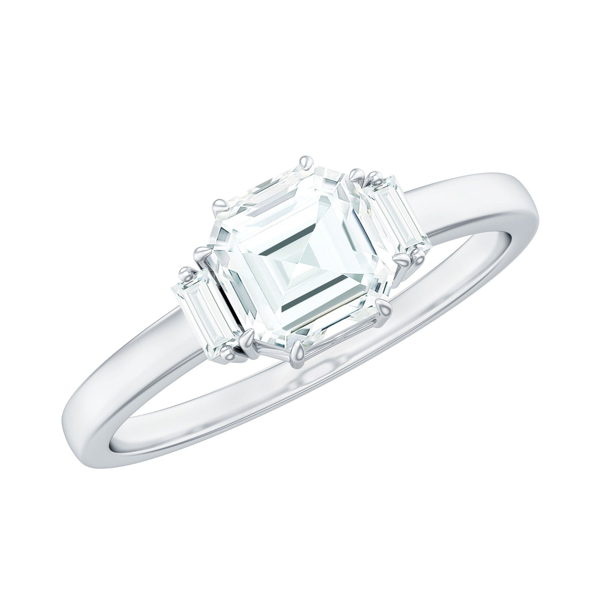Asscher cut 1.50 CT zircon solitaire engagement ring by Rosec Jewels, showcasing the elegant ring with a central gemstone.