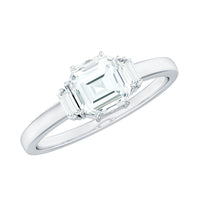 Asscher cut 1.50 CT zircon solitaire engagement ring by Rosec Jewels, showcasing the elegant ring with a central gemstone.