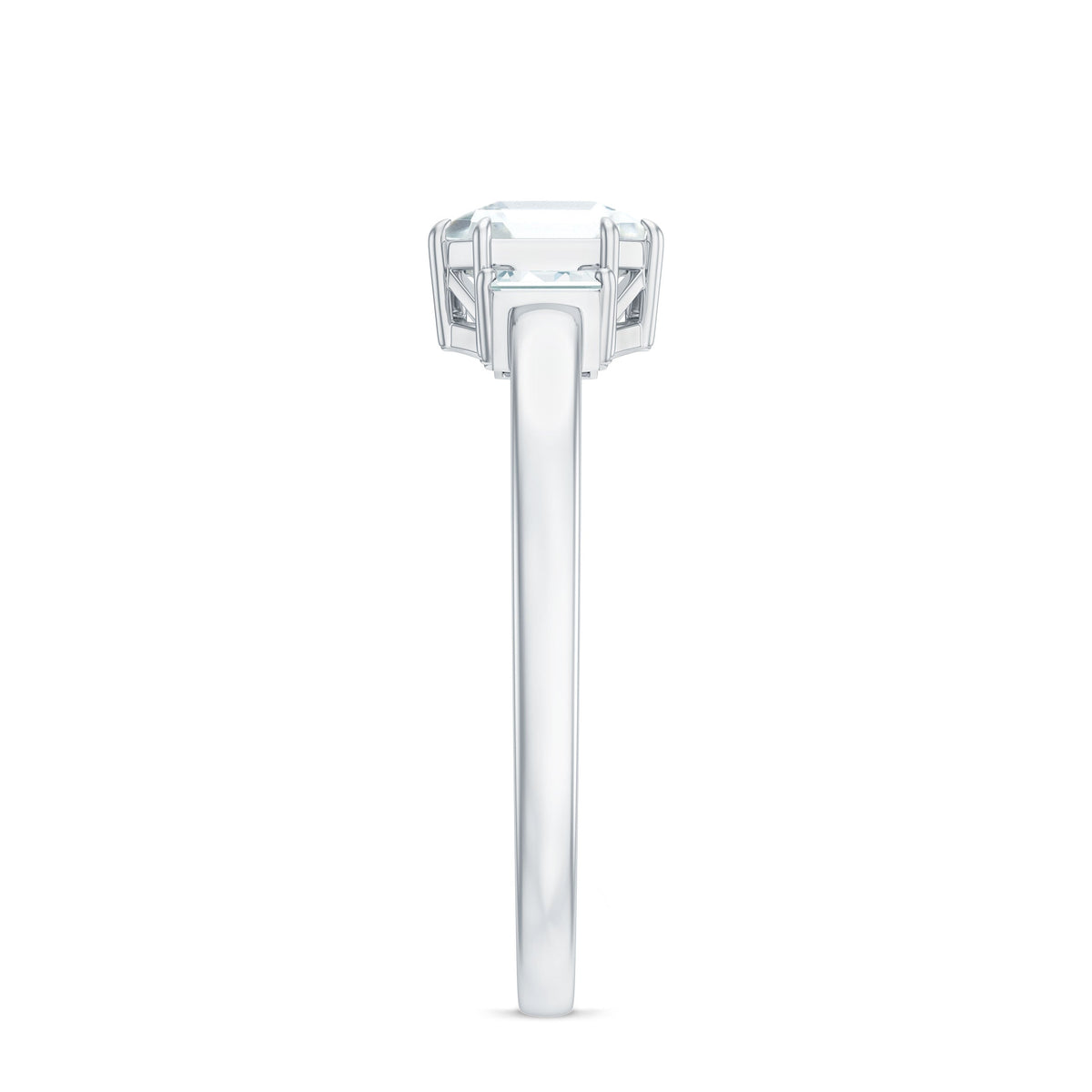 Asscher cut 1.50 CT zircon solitaire engagement ring by Rosec Jewels, featuring a sleek silver band and sparkling center stone.