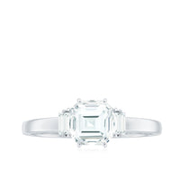 Asscher cut 1.50 CT zircon solitaire engagement ring by Rosec Jewels with a silver band and elegant design.