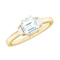 Asscher cut 1.50 CT zircon solitaire engagement ring by Rosec Jewels, showcasing the elegant center stone and sleek band.