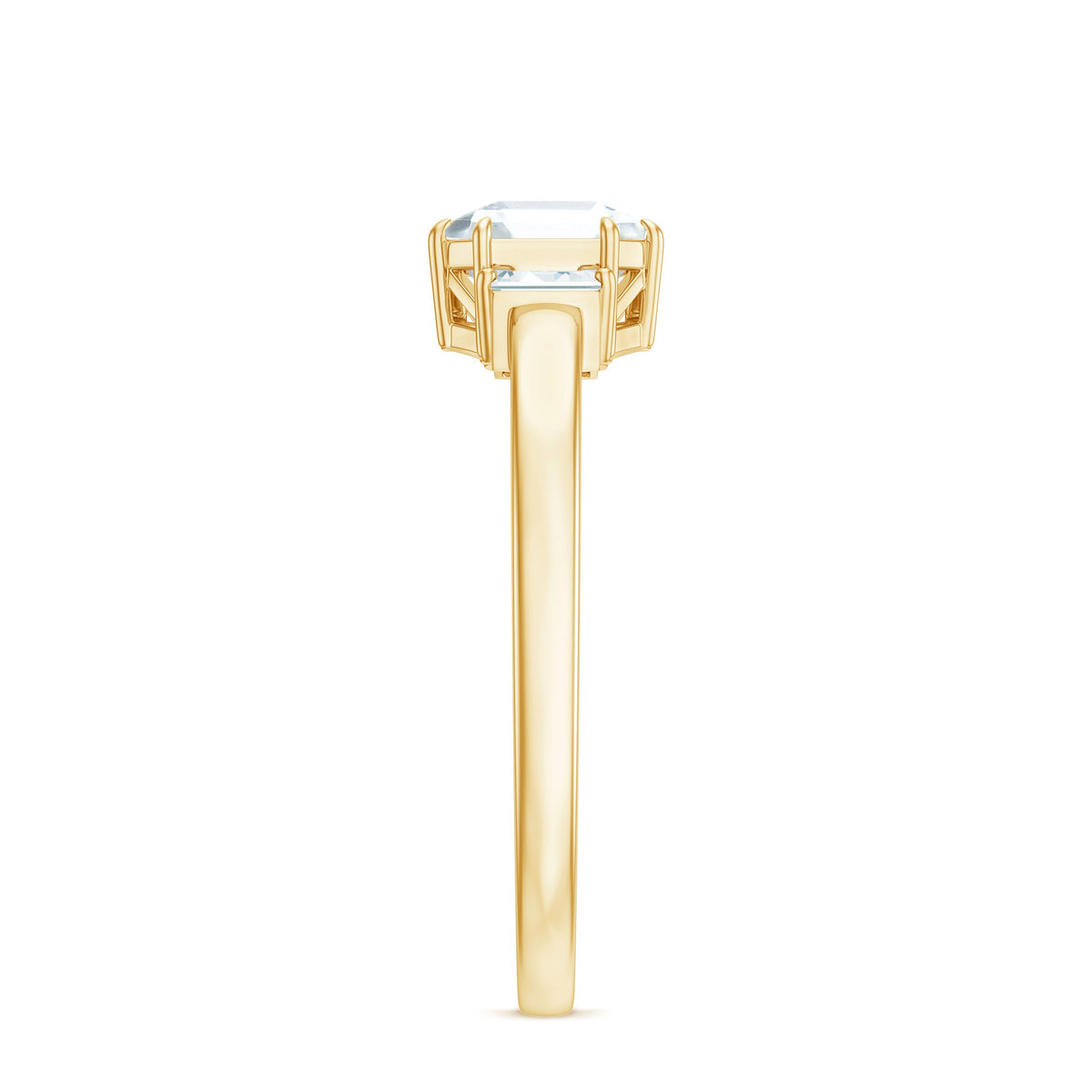 Asscher cut 1.50 CT zircon solitaire engagement ring by Rosec Jewels, featuring a sleek band and sparkling central stone.