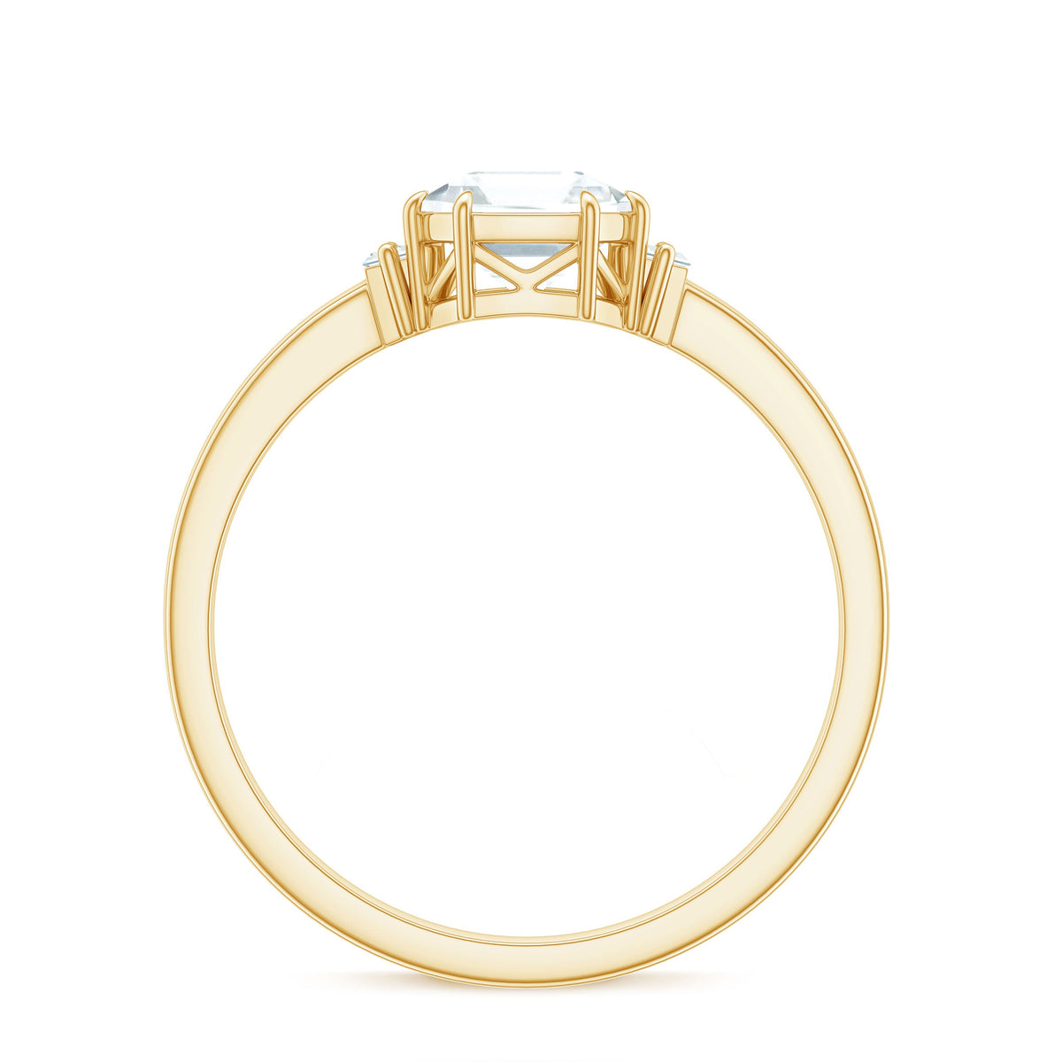 Asscher cut 1.50 CT zircon solitaire engagement ring by Rosec Jewels featuring a sleek band and sparkling center stone.