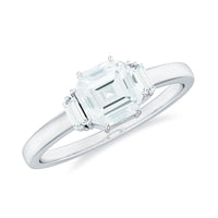 Asscher cut moissanite engagement ring by Rosec Jewels featuring a sparkling center stone and elegant band.