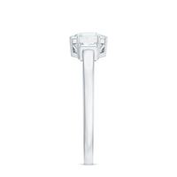 Asscher cut moissanite engagement ring by Rosec Jewels, featuring a sparkling gemstone and elegant metal band.