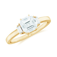 Asscher cut moissanite engagement ring by Rosec Jewels with certificate, showcasing the sparkling center stone and elegant band design.