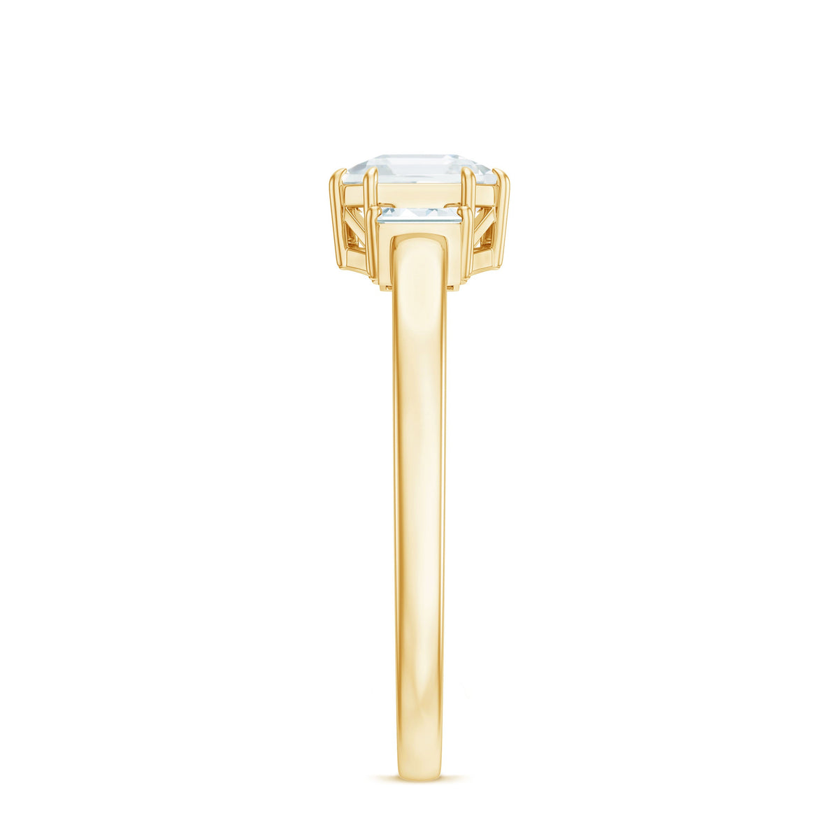 Asscher cut moissanite engagement ring by Rosec Jewels featuring a sparkling center stone and elegant band with certification.