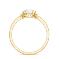 Asscher cut moissanite engagement ring by Rosec Jewels featuring a sparkling center stone and elegant band with certification.