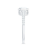 Asscher cut moissanite solitaire engagement ring in bezel setting, showcasing a sparkling center stone and sleek band.