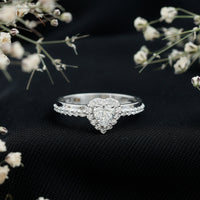 Heart Shape Moissanite Engagement Ring with Halo
