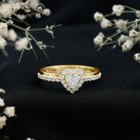 Heart Shape Moissanite Engagement Ring with Halo