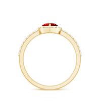 Lab Created Ruby Heart Promise Ring with Diamond Halo