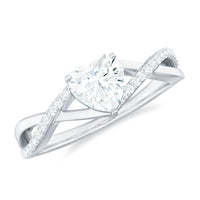 1.50 CT Heart Shape Moissanite Crossover Engagement Ring
