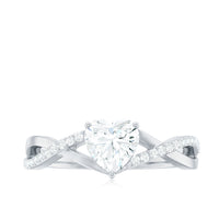 1.50 CT Heart Shape Moissanite Crossover Engagement Ring