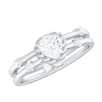 Zircon Solitaire Double Band Ring