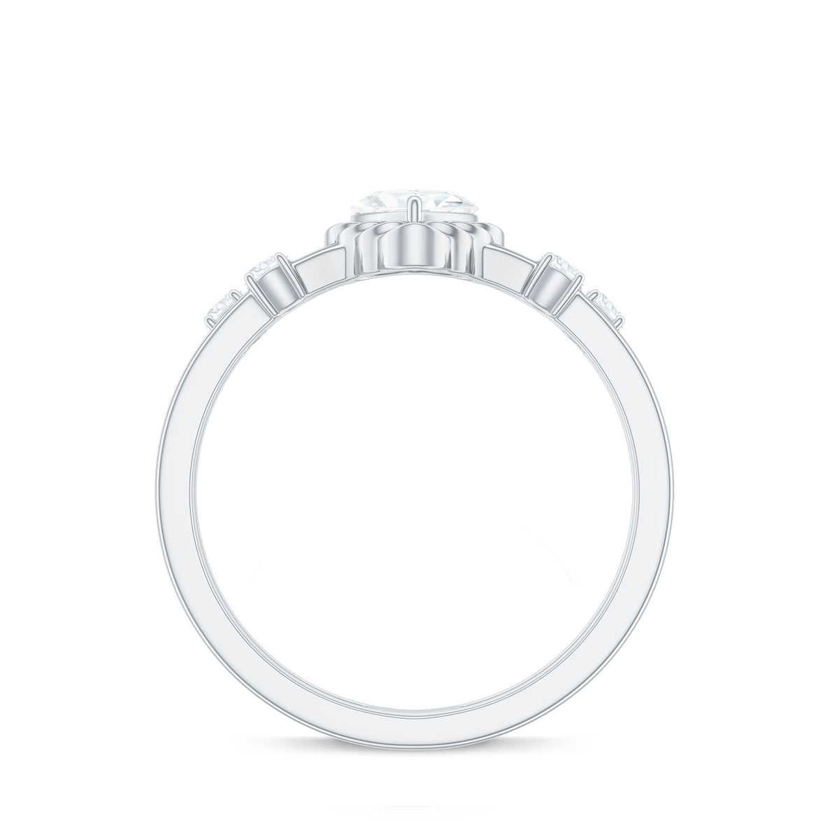 Zircon Solitaire Double Band Ring