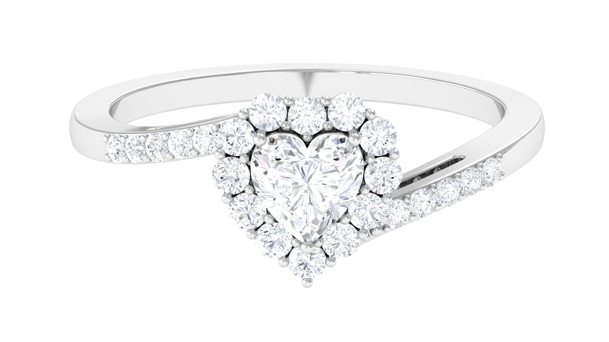 Heart Shape Cubic Zirconia Bypass Promise Ring