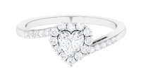 Heart Shape Cubic Zirconia Bypass Promise Ring