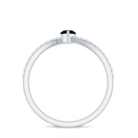 Real Marquise Black Spinel Promise Ring with Diamond Bypass Shank