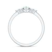 Vintage Looking Rainbow Opal Marquise Engagement Ring with Diamond Trio