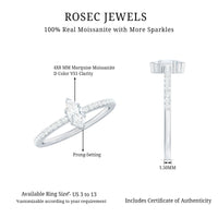 Marquise Cut Moissanite Solitaire Promise Ring for Women