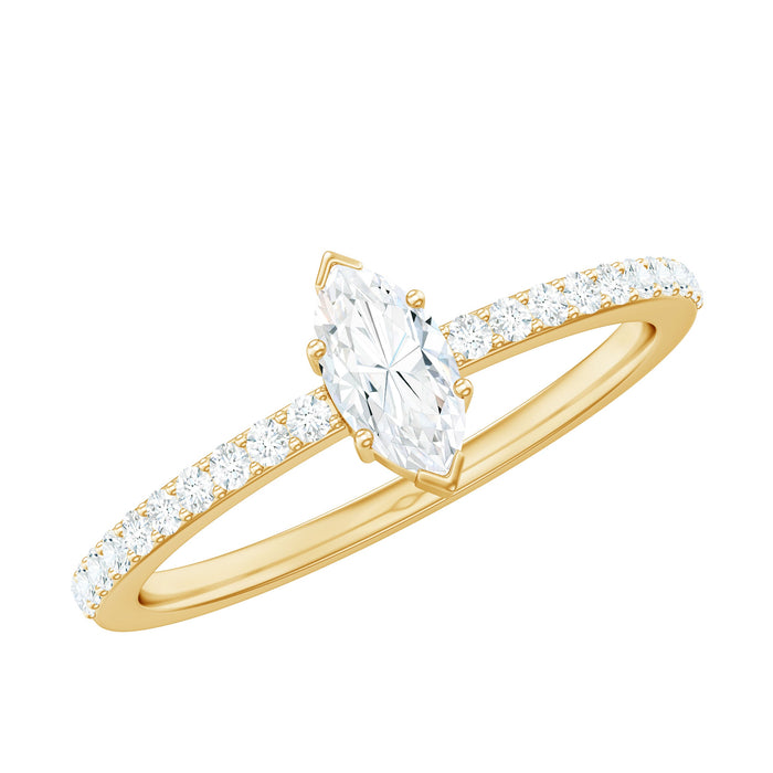 Marquise cut moissanite solitaire promise ring for women with a sparkling gemstone set in a sleek band by Rosec Jewels
