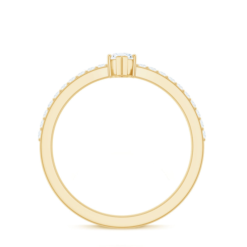 Marquise cut moissanite solitaire promise ring for women by Rosec Jewels, featuring a sparkling central gemstone on a sleek band.