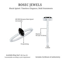 Marquise Black Spinel Diamond Promise Ring for Proposal