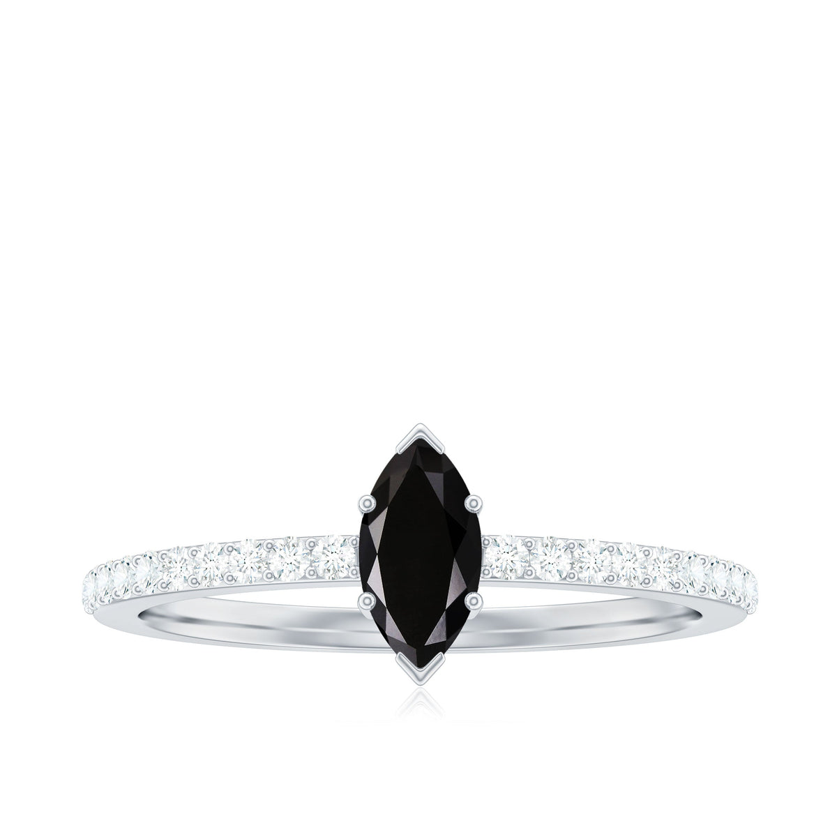Marquise Black Spinel Diamond Promise Ring for Proposal