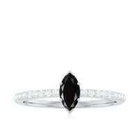 Marquise Black Spinel Diamond Promise Ring for Proposal