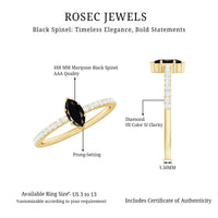 Marquise Black Spinel Diamond Promise Ring for Proposal