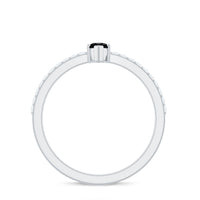 4x8mm Marquise Cut Black Onyx Minimal Promise Ring with Diamond