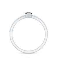 Genuine Marquise Black Spinel Promise Ring with Diamond