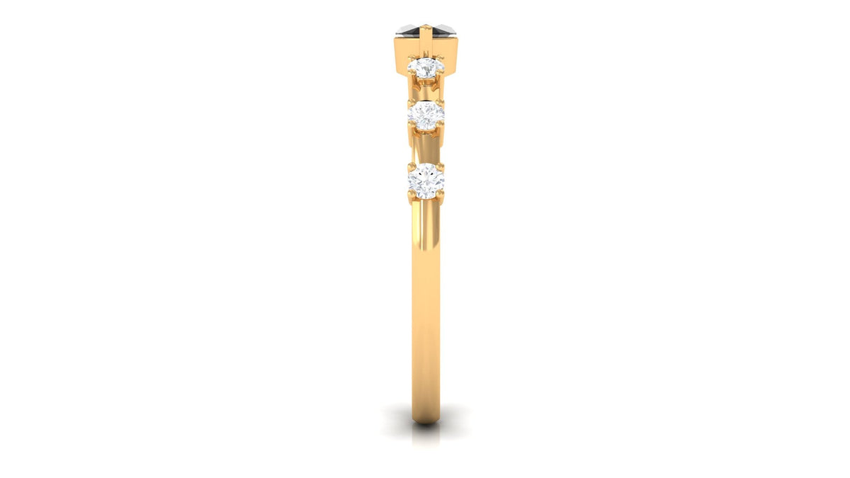 1/2 CT Marquise Cut Black Spinel East West Ring with Diamond