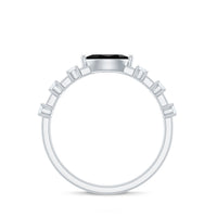 4x8mm Marquise Cut Black Onyx Minimal East West Ring with Diamond