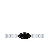 4x8mm Marquise Cut Black Onyx Minimal East West Ring with Diamond