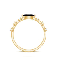 4x8mm Marquise Cut Black Onyx Minimal East West Ring with Diamond