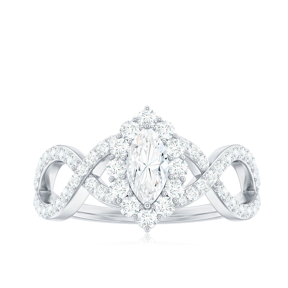 Marquise cut zircon crossover engagement ring by Rosec Jewels featuring a 1.50 CT center stone and intricate band design.