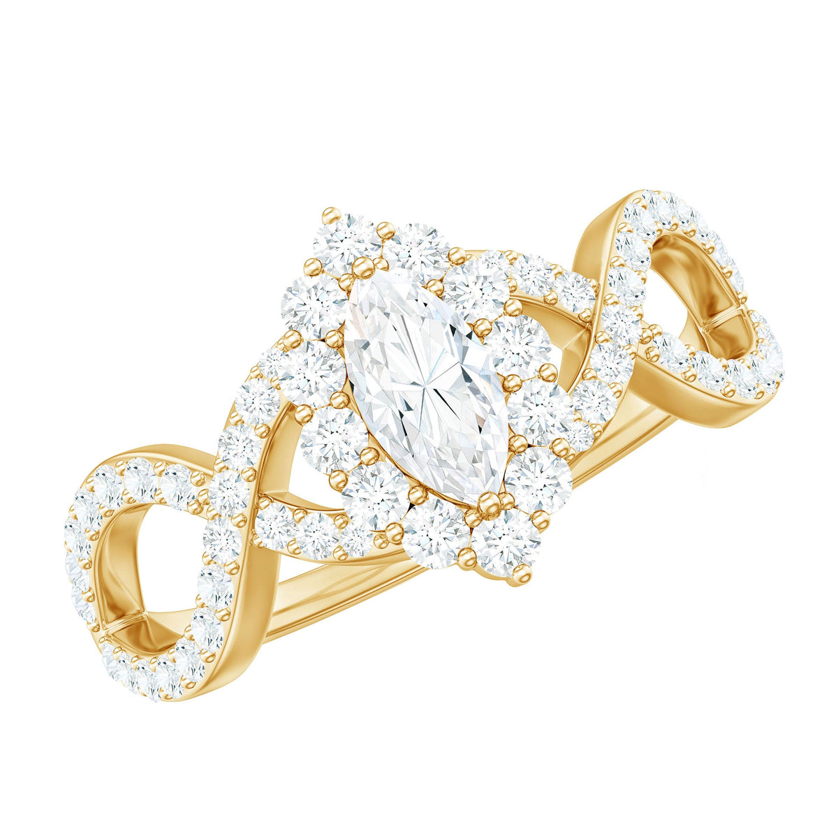 Marquise cut zircon crossover engagement ring with 1.50 carats from Rosec Jewels, featuring a sleek silver band and elegant design.